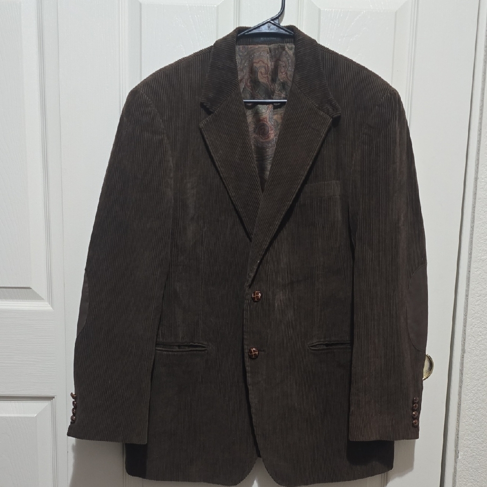 Lauren Ralph Lauren Mens Chocolate Brown Corduroy Blazer Sport Coat 40R